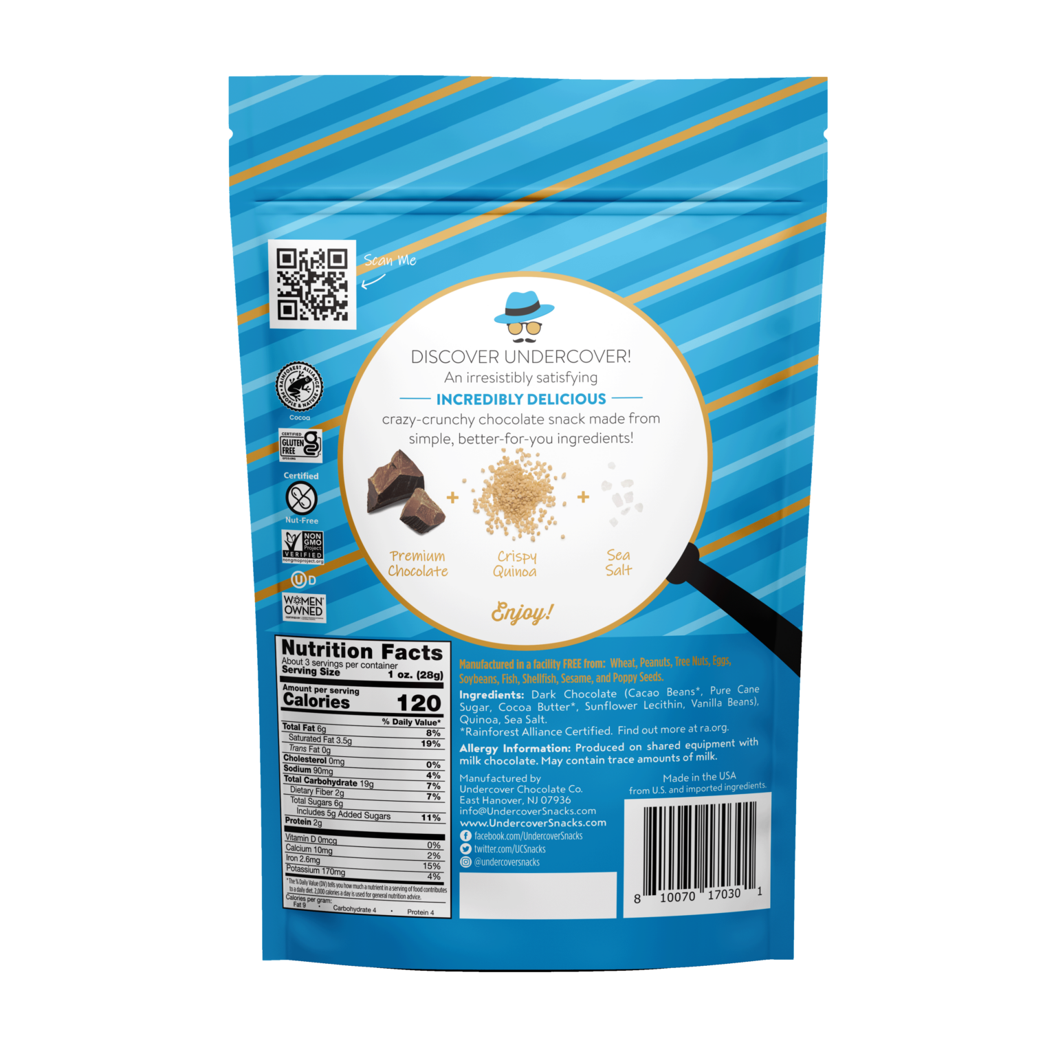 Dark Chocolate + Sea Salt Mini Crisps Undercover Snacks