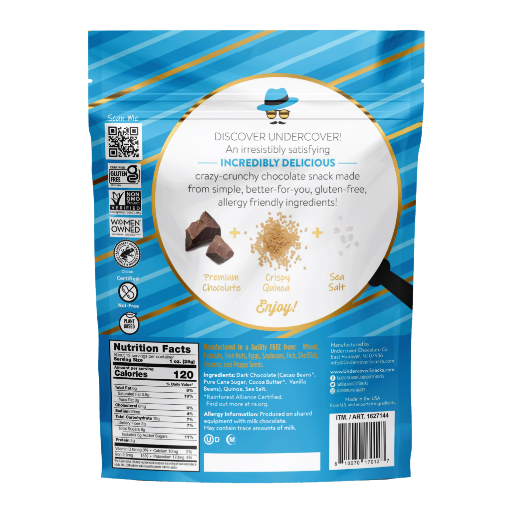 Dark Chocolate + Sea Salt, 2Pack (13oz Each) Undercover Snacks