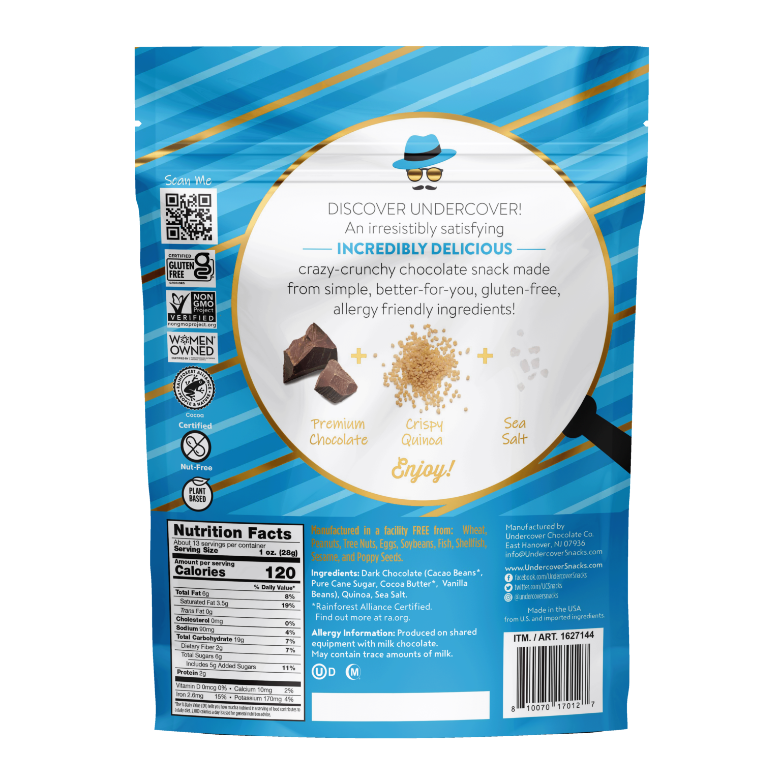 Dark Chocolate + Sea Salt, 2Pack (15.3oz Each) Undercover Snacks