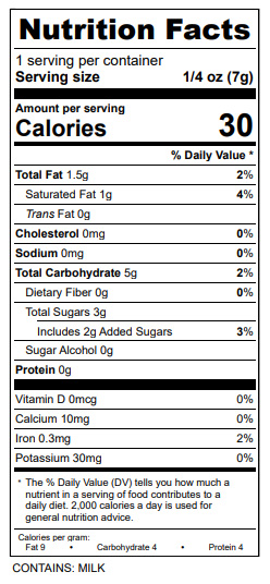 nutrition individually milk chocolate currants