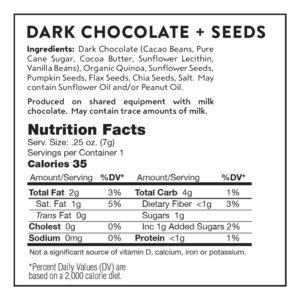 Dark Chocolate + Seeds, 70-Pack of Individually Wrapped Crisps (.25oz Each)