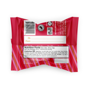 Back of packaging showing area to personalize To/From for Valentine's Day!  
 Individually-Wrapped Undercover Milk Chocolate Quinoa Crisps (0.25oz)!